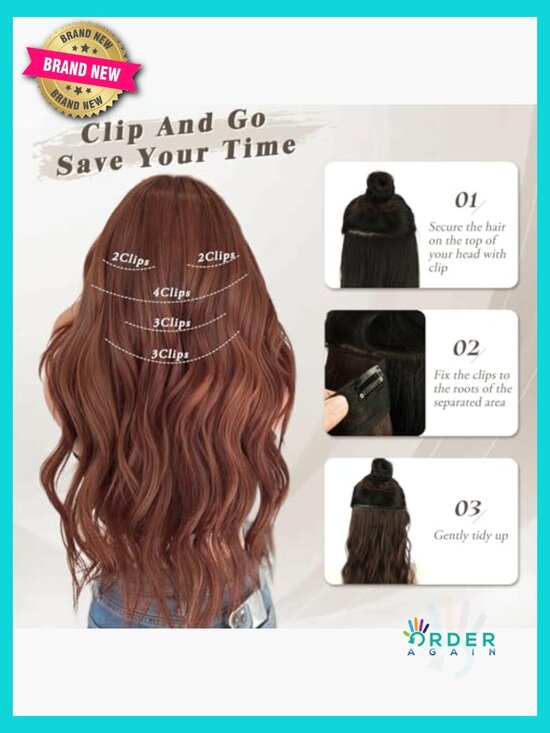 20 Inch Clip in Hair Extensions Soft Wavy 5 Pieces Thick Synthetic Hairpieces